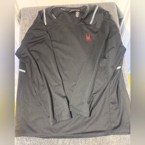 Spyder Men's Black and Red Long Sleeve Tee- Size XL